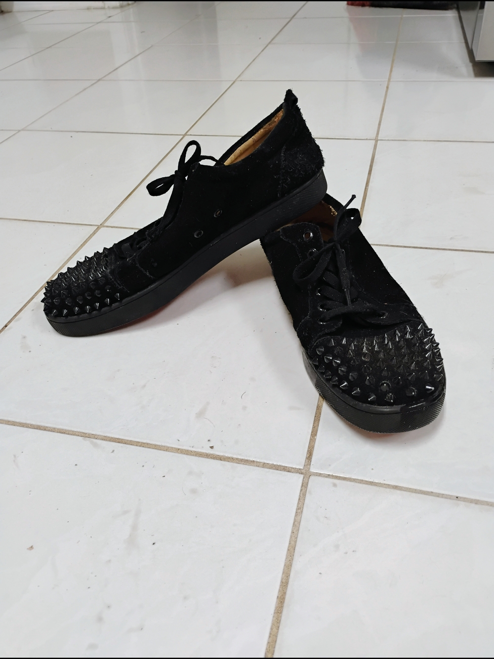 Christian Louboutin Black Spiked Low-Top Sneakers